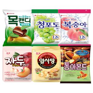 인기캔디세트 알사탕 자두 통아몬드 청포도 복숭아 목캔디 각 1개씩 6종세트