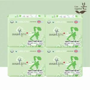 유기농본 본플러스 유기농 생리대 대형 14P, 4팩