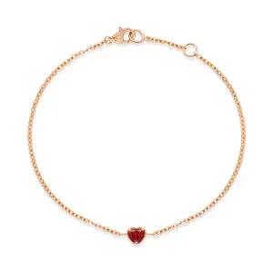 [비앤비골드] 18K 가넷 하트 함마링체인 팔찌 NPB40199