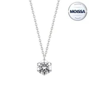 [한국금다이아몬드] 18K 1캐럿 모이사나이트 목걸이 6프롱 각줄 체인