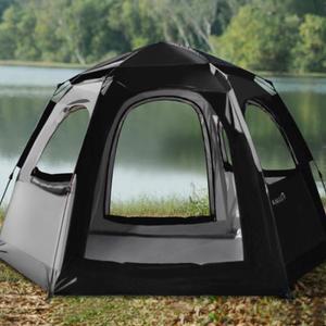 원터치텐트캠핑 8P 블랙 방수 자외선차단 육각 대형 휴대용 8인용