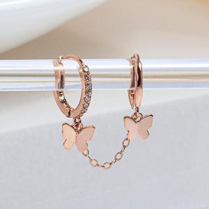 14K 델라 투 링 나비 체인 연결 원터치 귀걸이 데일리 여자 친구 선물 기념일 아내