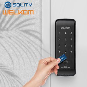 [무료설치] 웰콤 신제품 WR-202 카드키4개+비밀번호 즉시잠금 도어록 시간설정가능 허수기능 내부이중잠금 엄격한 품질관리 아파트 빌라 원룸 관리자기능 현관문 디지털도어락 번호키