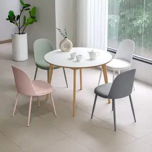[공간미가구]밀키우드 1000 원형 마카롱 4인 주방 식탁 세트 카페 인테리어