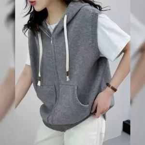 [무드무드]덴스 니트 후드 집업 베스트