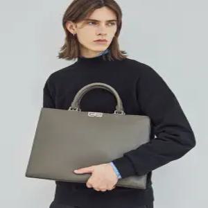 닥스 액세서리 24FW [서류가방(13인치 노트북 수납)][D-BORSA][D보르사] 그레이 소가죽 DBBA4F018G2