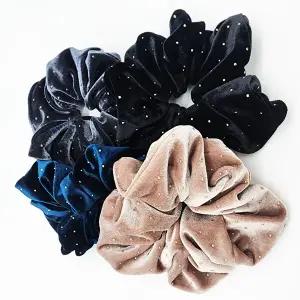 [JJQUEEN]루시아 벨벳 곱창슈슈 HR1234 블랙 HR1235 핑크베이지 HR1236 블루 HR1237 그레이