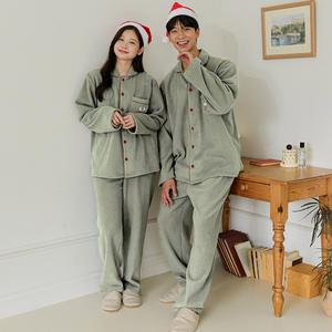 남성 후리스 겨울잠옷 실내복 긴소매 편안한 남자 빅사이즈 부드러운 파자마