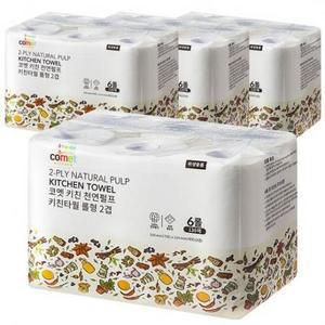 코멧 키친 천연펄프 키친타올 롤형 130매 2겹 24개 one option