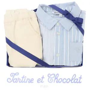 갤러리아 (쇼콜라/백일/돌/조카) 댄버배색셔츠상하 (TTOMXT062 B)