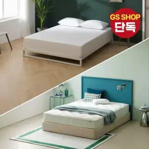 [지누스침대][SS] 트리샤 화이트 침대SET / 그린티 에어 하이브리드 25cm 침대 세트 프레임 슈퍼싱글
