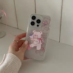 메이드모먼 fluffy strawberry bear 디자인 반투명 폰케이스