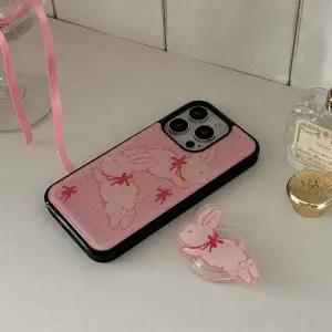 메이드모먼 fuzzy ribbon bunny 디자인 에폭시 범퍼케이스