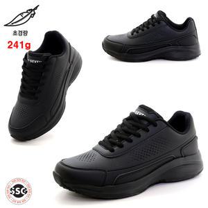 [초경량 241g 고무창 4cm] 안신은듯 가볍고 발볼편한 쿠션감좋은 남성 올블랙 신기편한 튼튼한 운동화 GIJ DM-8500