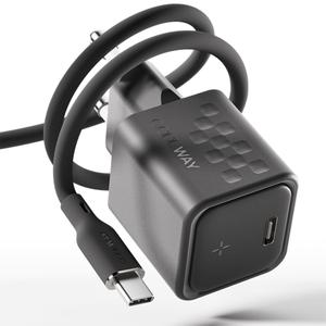 [코드웨이] 팔레트 C타입 30W 초고속 충전기 + C to C 고속 충전 케이블 나이트 블랙