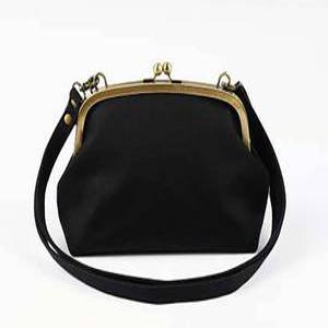 가마구치 핸드백 일본 핸드메이드 똑딱이 크로스백 아메카지 블랙