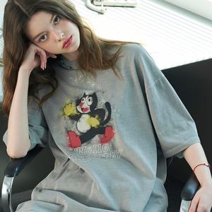 HELLO SPOTTY 피그먼트 반팔티 고스트그레이