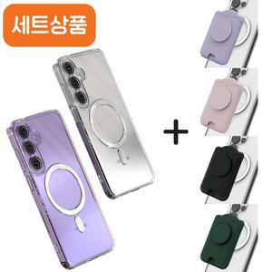갤럭시 S25 S24 S23 S22 FE 플러스 울트라 말랑젤리 맥세이프 케이스+그립 톡홀더 카드지갑 세트