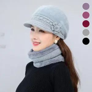 중장년 래빗퍼 니트 세트 ELM223 울 머플러 캐시미어