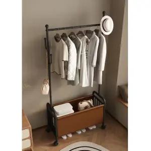 80cm 블랙프레임 바구니 수납 이동식 행거 (WFHJK2Z)