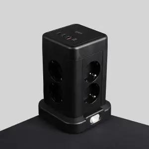 지클릭커 타워 8구 고용량 4000W USB 출력 멀티탭 NP708PD 블랙