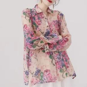 고품질 셔츠 남방 여성 긴팔 블라우스 루즈핏 플라워 중년 (WFJ1LJY)