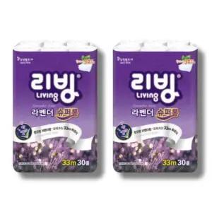 리빙 라벤더 슈퍼롱 3겹 33m 30롤 2팩