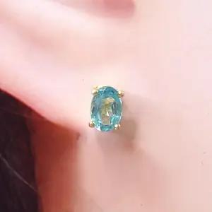 파라이바 블루토파즈 원석귀걸이240615-24