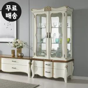 레온 원목 장식장 엔틱 유리 진열장 거실 술 3단(850)