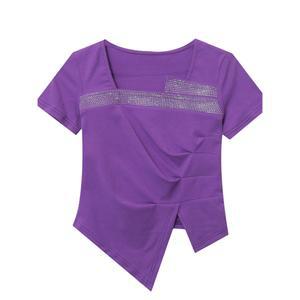 라인 바 댄스복 스포츠 상의 모네르 반팔 여성 블루 라인댄스복장 살사 에어로빅복