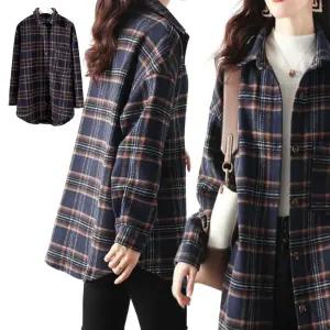 레이어드 코디 체크 셔츠 1p 남방 여성 겨울 롱 간절기 기모 포인트 캐주얼 긴팔