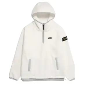 남여공용 우븐 레이어드 루즈핏 플리스 반집업 후디 N224UHD110