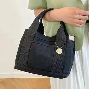 캔버스 미니 토트백 캐주얼 데일리 런치백 보조가방 간식가방