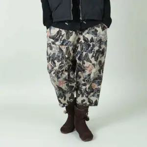 벅시루 여성 볼륨 플라워 약기모 보호시크 겨울 데일리 밴딩 배기바지