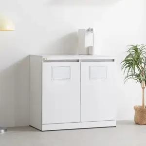 보엘 플랩도어 다용도 분리수거함 수납장 더블 800