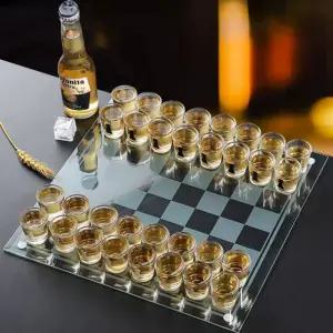 체스 35x35cm 크리스탈 술잔 보드게임 술내기 술게임 투명 체스판