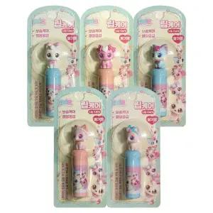 위시캣 립케어 딸기향 고양이 캐릭터 피규어 립밤 입술보습 3.8g 3.8g 1개 랜덤