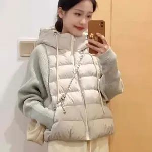 경량 여성 니트패딩 후드집업 퀼팅 숏패딩