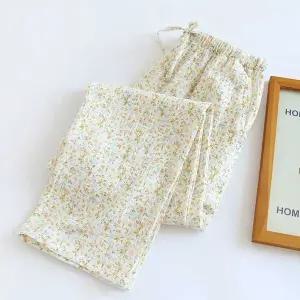 [하프클럽/]플라워 패턴 면 잠옷 바지 귀여운 파자마 팬츠