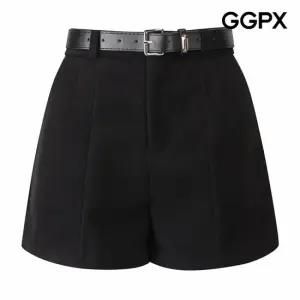 [GGPX] 비건 레더 벨트 세트 절개 숏 팬츠 (GPBPT013F)
