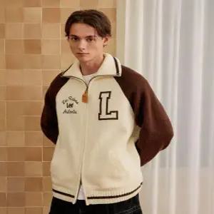 [정품] lee 배색 집업 가디건 브라운