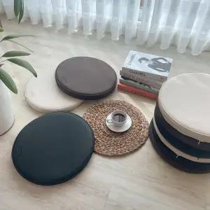 화이트샤이닝 가죽 원형 방석 국내생산 메모리폼 둥근 벤치 의자 식탁 카페 좌식 논슬립