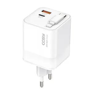 C타입 케이블 일체형 GaN 초고속충전기 65W 2포트 노트북 스마트폰 핸드폰 태블릿