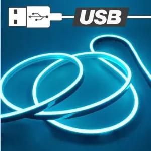 USB전원 실리콘면발광 무드등 LED바 아이스블루 100cm LED 바 자동차 차량용 면발광 조명