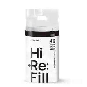 하이리필 무표백 무형광 점보롤 화장지 200m 4롤 안전한 펫티슈