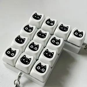 미니 led 고양이 키보드 딸깍이 키캡 키링 4구 장난감