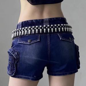 리벳 홀로우 불릿 벨트 하드웨어 청바지 장식 벨트 패션 가죽 스터드 고스 록 와일드 조절 가능한 펑크 블