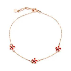 [비앤비골드] 18K 블루메 레드 데이지 큐빅 체인 팔찌 MNB41009