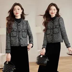 여성용 정장세트 다운 숏 코트 벨벳 스커트 투피스 겨울 코디 세트 힛템