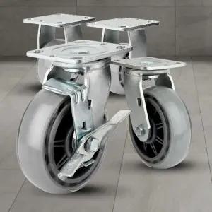 구르마 캐스터 우레탄 고무 인라인 회전 손수레바퀴 무소음 중량용6 의자이동브레이크미니 카이동식통